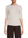 Vince Women's Solid Pima Cotton Henley In Salt Glass