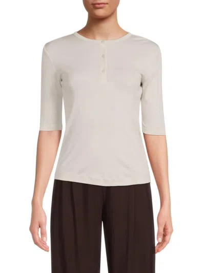 Vince Women's Solid Pima Cotton Henley In Salt Glass