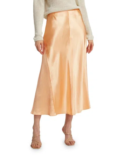 VINCE WOMEN'S SOLID SATIN MIDI SKIRT