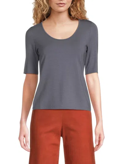 Vince Women's Solid Scoop Neck Top In Iris Water