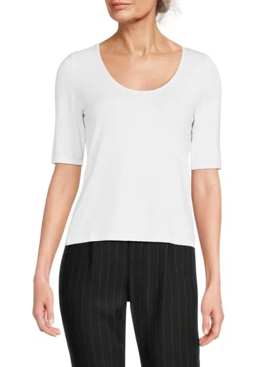 Vince Women's Solid Scoop Neck Top In Off White