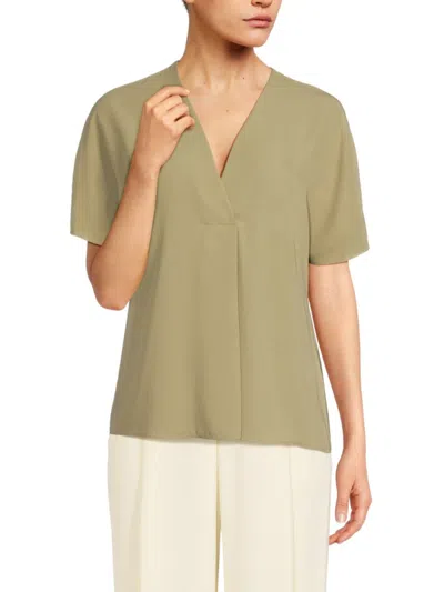 Vince Women's Solid Surplice Top In Artichoke