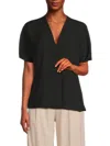 Vince Women's Solid Surplice Top In Black