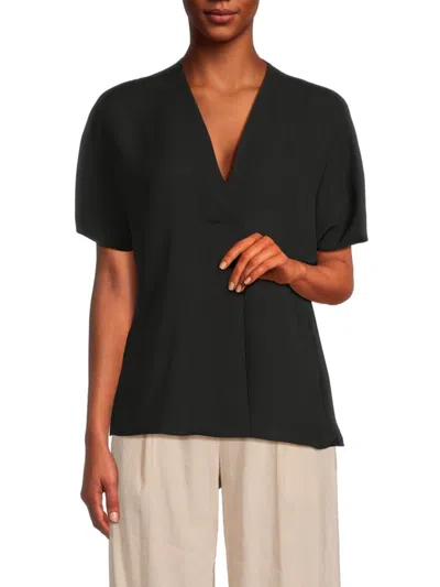 Vince Women's Solid Surplice Top In Black