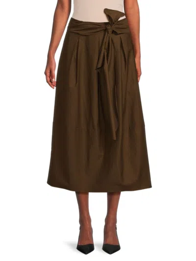 Vince Women's Solid Wool Blend Midi Skirt In Clove