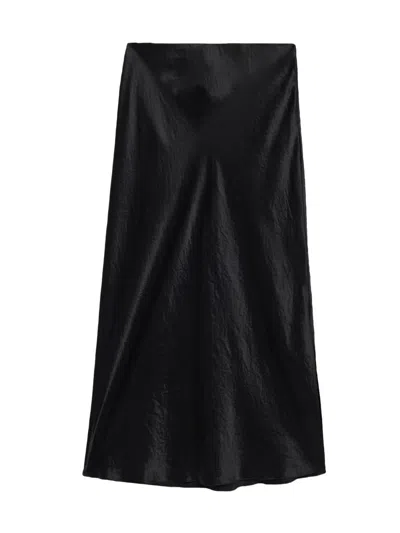 Vince Women's Split Satin Midi-skirt In Black