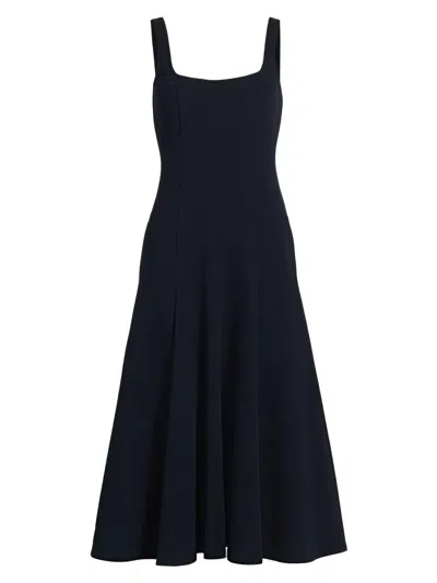 Vince Women's Square Neck Seamed Midi-dress In Blue