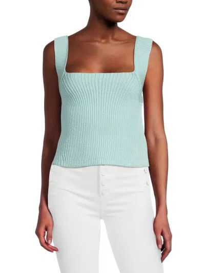 Vince Women's Squareneck Knit Tank Top In Pale Mineral