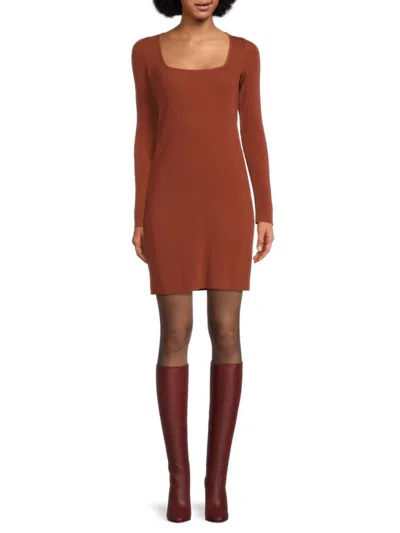 Vince Women's Squareneck Mini Sheath Dress In Rust Amber