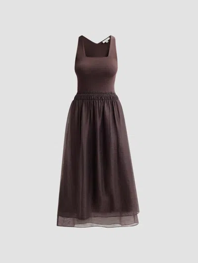 Vince Square Neck Sleeveless Midi Dress In Purple