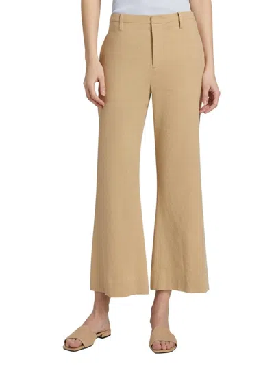 Vince Women's Stretch Linen Mid-rise Crop Flare Trousers