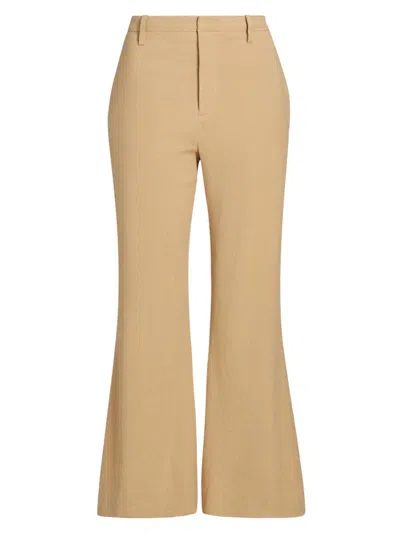 Vince Women's Stretch Linen Mid-rise Crop Flare Trousers
