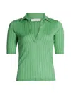 Vince Womens 362pkt Striped-rib Cotton-knit Top In Parakeet