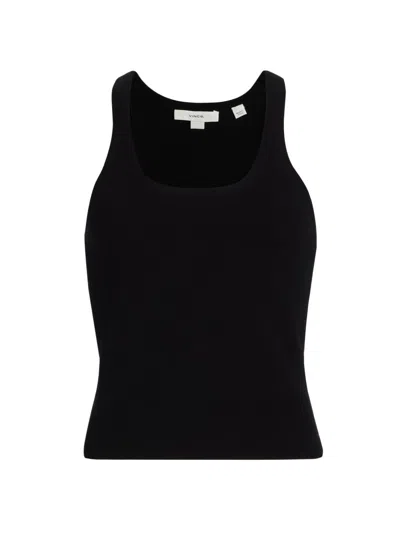 Vince Women's Stretch Rib-knit Scoopneck Tank In Black