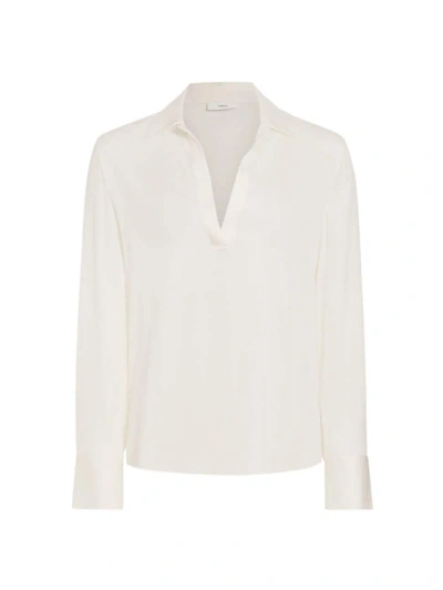 Vince Women's Stretch-silk Polo Blouse In Off White