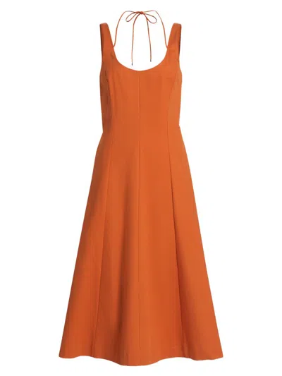 Vince Women's Stretch-cotton Seamed Tank Midi-dress In Orange