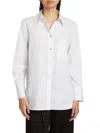 Vince Women's Striped Cotton Long-sleeve Shirt In Optic White
