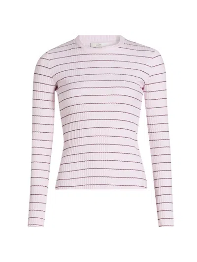 Vince Striped Ribbed T-shirt In Purple