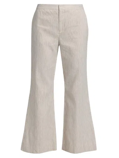 Vince Women's Striped Linen-cotton Low-rise Flared Pants