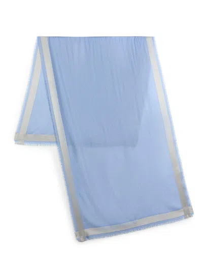 Vince Women's Stripe-trim Cashmere & Silk-blend Scarf In Blue