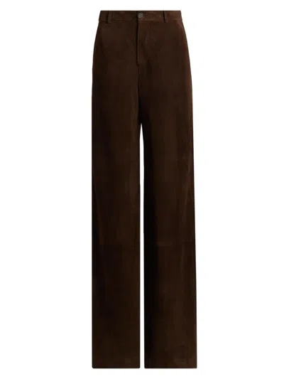 Vince Women's Suede Mid-rise Wide-leg Trousers In Brown