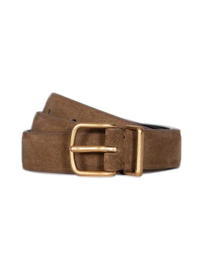 Vince Women's Suede Polished Buckle Belt In Brown