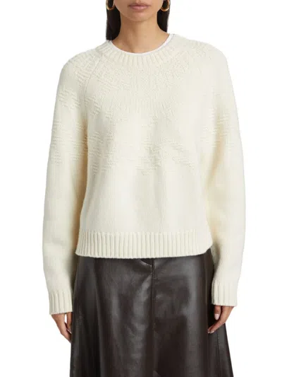 Vince Textured Raglan Fairisle Wool Top In Neutral
