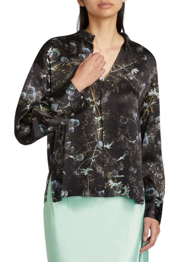 Vince Women's Thistle Draped Collar Blouse In Black