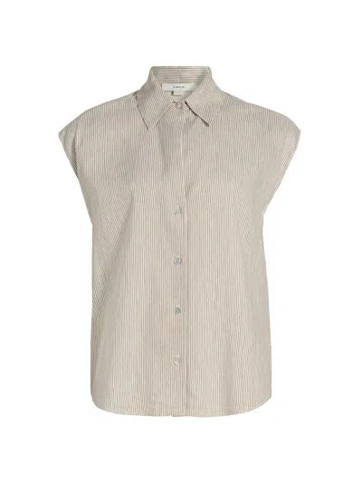 Vince Women's Ticking Striped Linen-blend Blouse