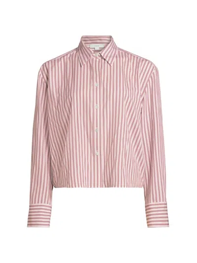 Vince Women's Till Stripe Cropped Shirt In Pink