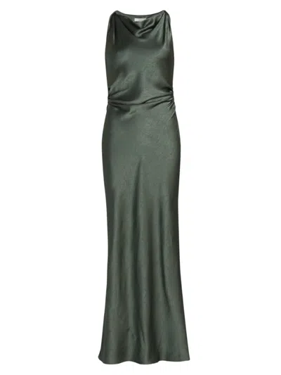 Vince Twist Strap Textured Satin Maxi Dress In Green