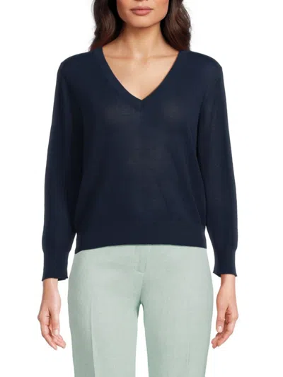 Vince Women's V Neck Sweater In Blue