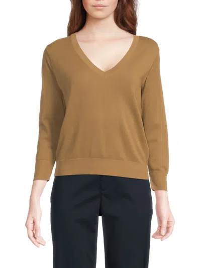 Vince Women's V Neck Sweater In Brown