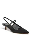 Vince Mesh Leather Kitten Slingback Pumps In Black