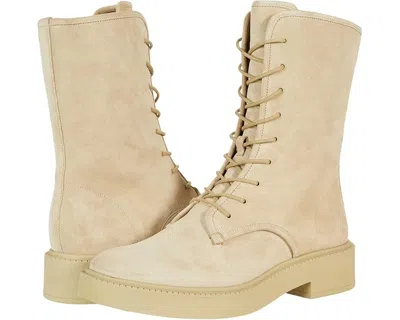 Vince Women's  Kady Lace Combat Boots Doe Leather Side Zip Round Toe Jobb868 In Neutral