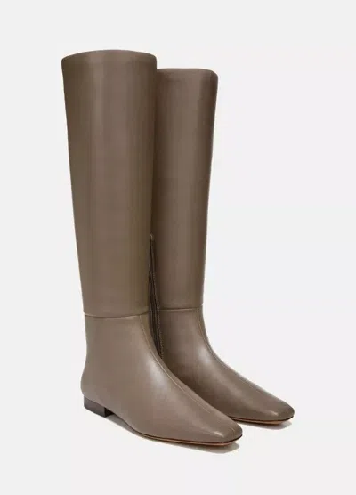 Vince Women's  Nella H8429l2 Boots Taupe Leather Square Toe Knee High Jobb1214 In Brown