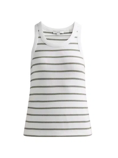 Vince Stripe Scoop Neck Tank In White
