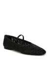 Vince Vivian Crochet Leather Mary Jane Ballerina Flats In Black