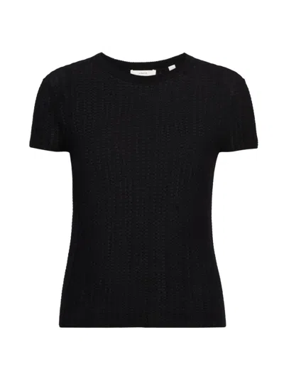 Vince Women's Waffle Knit Short-sleeve Sweater In Blue