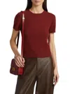 Vince Women's Wool & Cashmere Short-sleeve Sweater In Ruby Ink