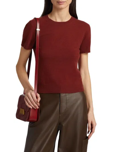 Vince Women's Wool & Cashmere Short-sleeve Sweater In Ruby Ink