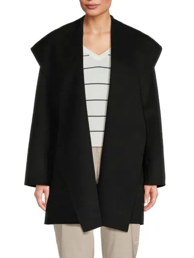 Vince Women's Wool Blend Hooded Coat In Black