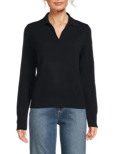 Vince Wool And Cashmere-blend Polo Sweater In Blue