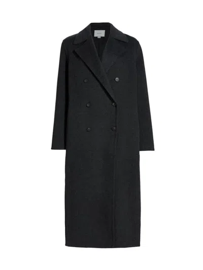 Vince Women's Wool-blend Double-breasted Longline Coat In Black