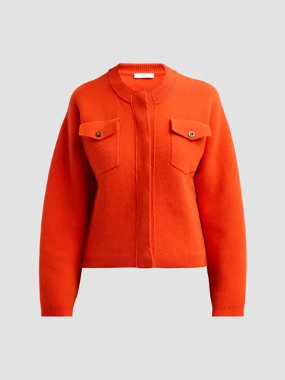 Vince Women's Wool-blend Patch-pocket Sweater Jacket In Red