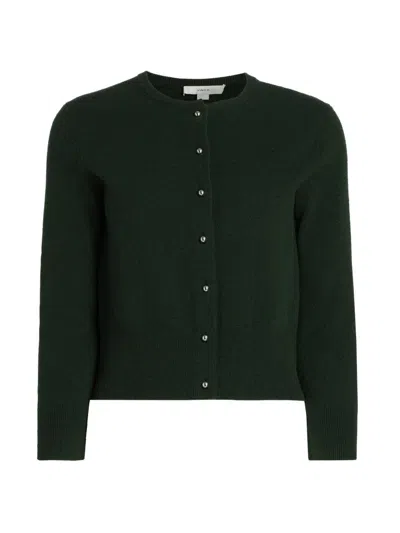 Vince Women's Wool-cashmere Crewneck Cardigan In Green