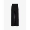 Vince Womens Black Elasticated-waistband Straight-leg High-rise Crepe Trousers In Black