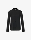Vince Womens Black Long-sleeved Slim-fit Stretch-silk Shirt In Black