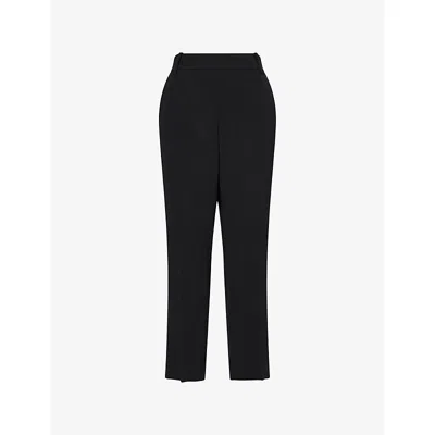 Vince Womens Black Mid-rise Tapered-leg Stretch-woven Trousers