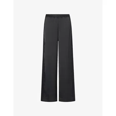 Vince Womens Mid-waist Lace Trim Satin Trousers Black
